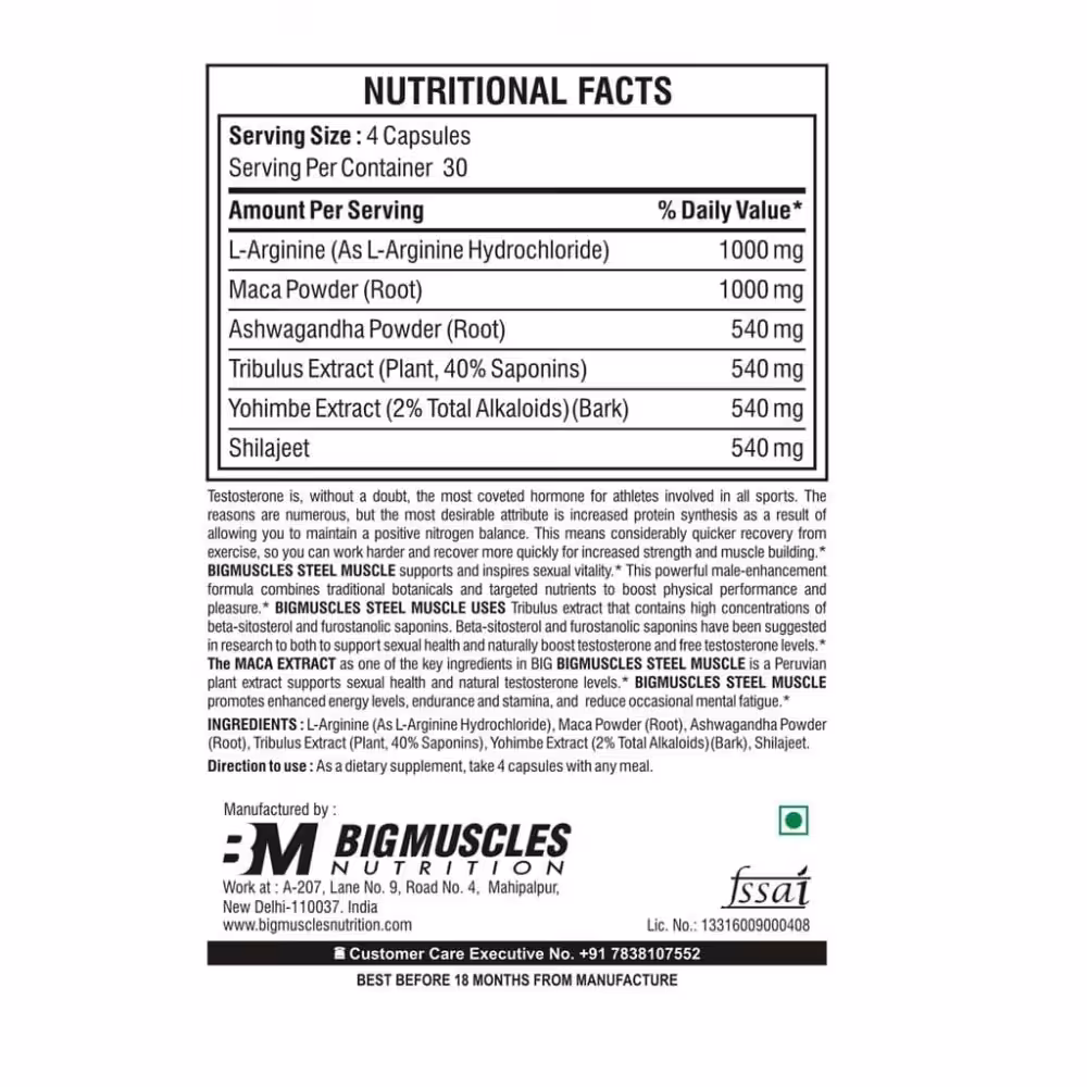Bigmuscles Nutrition Steel Muscle-120 Caps