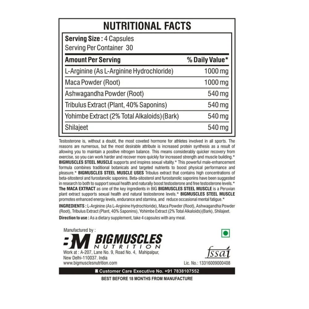 Bigmuscles Nutrition Steel Muscle-120 Caps