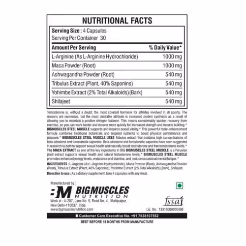Bigmuscles Nutrition Steel Muscle-120 Caps
