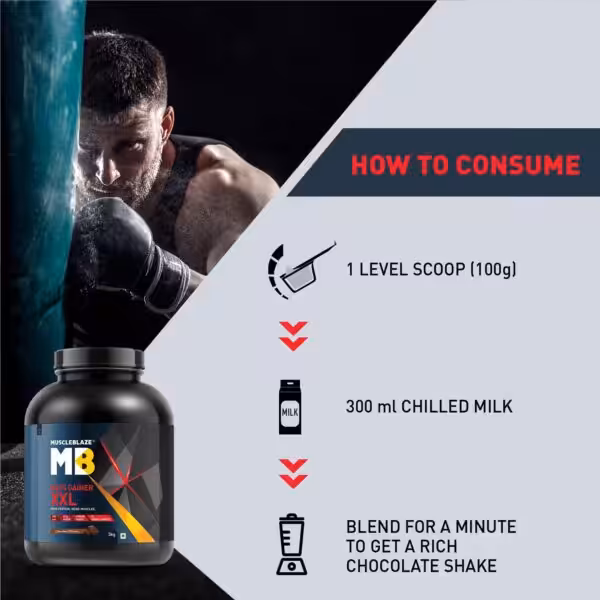 How to consume: Blend 1 level scoop (100g) with 300 ml chilled milk for a minute to get a rich chocolate shake