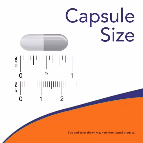 Capsule size diagram showing the capsule is approximately 7/8 inch or 23 mm long
