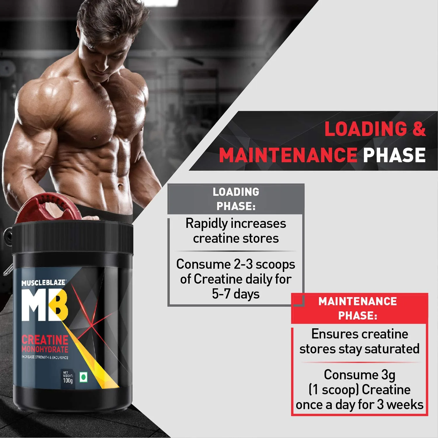Loading phase: 2-3 scoops daily for 5-7 days. Maintenance phase: 1 scoop daily for 3 weeks