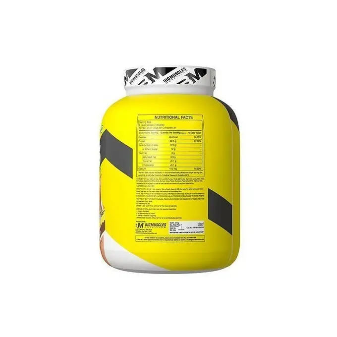 Nutritional facts for Xtreme Muscle Mass: 404 kcal, 22.5g protein, and 72.5g carbohydrates per serving