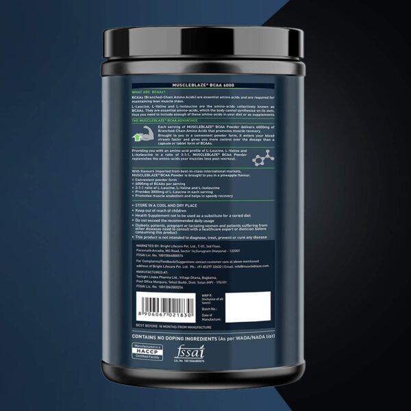 MuscleBlaze BCAA 6000 Amino Acid Supplement Powder