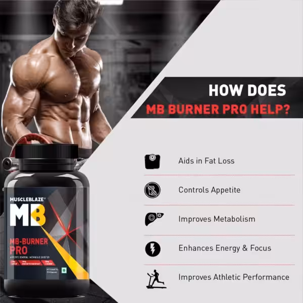 MB Burner Pro benefits: aids fat loss, controls appetite, improves metabolism, enhances energy, focus, and performance