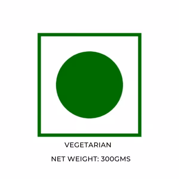 Vegetarian. Net weight: 300gms