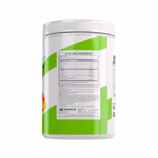 Nutritional information, ingredients, and directions for use on the back label of Speed BCAAX7