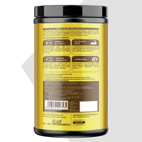 MuscleBlaze BCAA Gold 8:1:1 Amino Acids Supplements