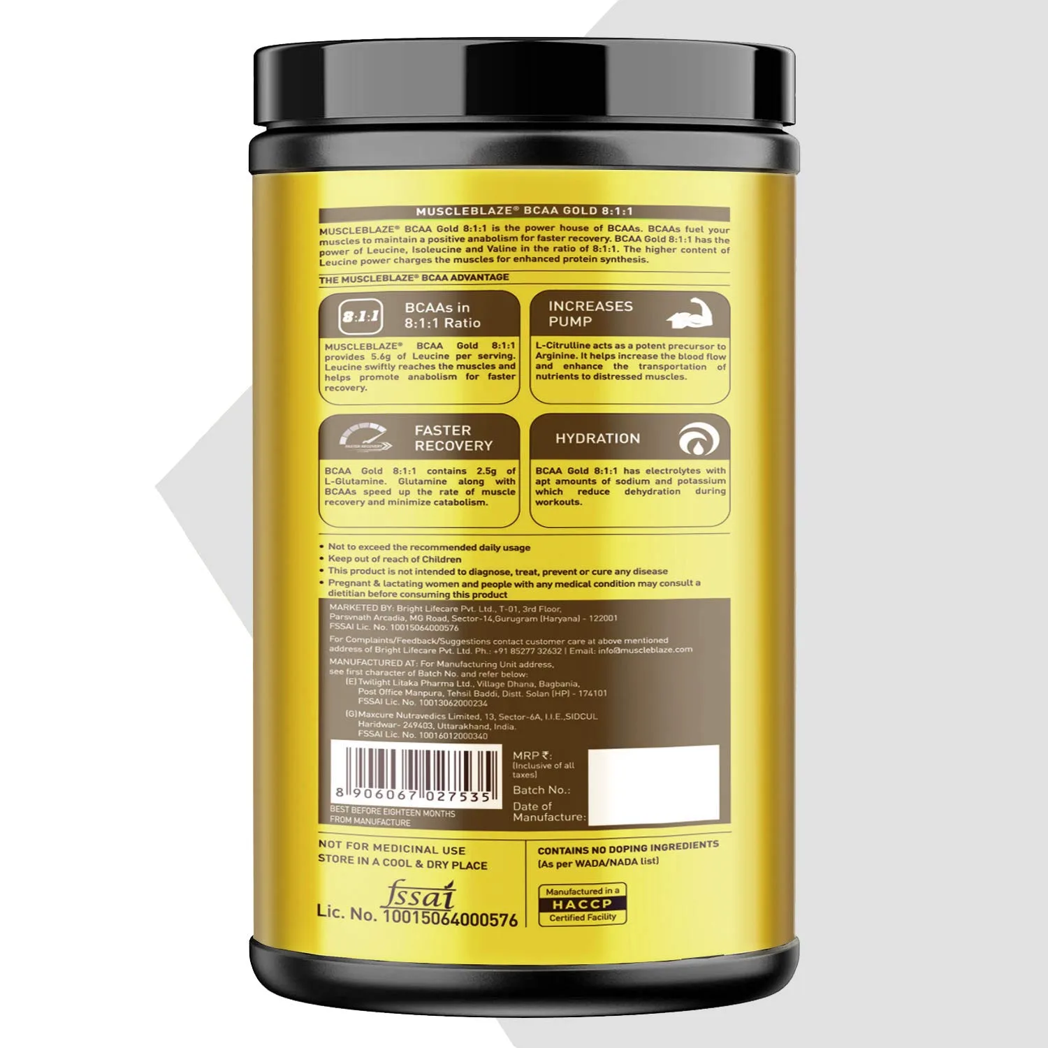 MuscleBlaze BCAA Gold 8:1:1 Amino Acids Supplements - Image 6