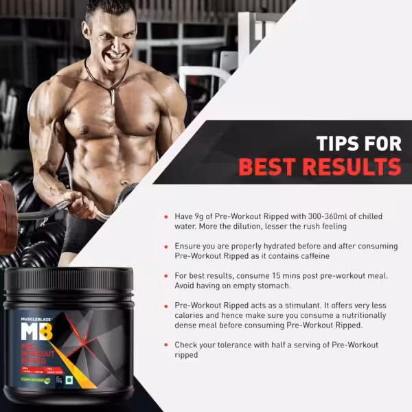 Tips for best results: Mix 9g with 300-360ml water, stay hydrated, eat before use, and check tolerance with half a serving