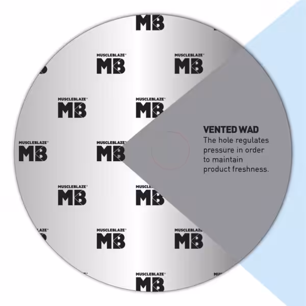 Vented Wad: The hole regulates pressure in order to maintain product freshness