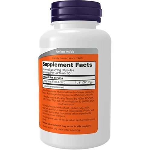 Now Foods L-arginine 500mg - Image 2