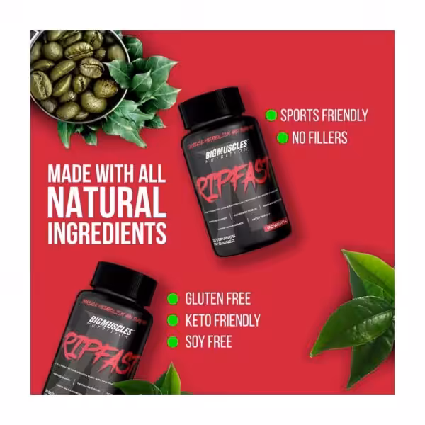 Bigmuscles Nutrition RIP FAST: All natural ingredients, sports friendly, no fillers, gluten free, keto friendly, soy free