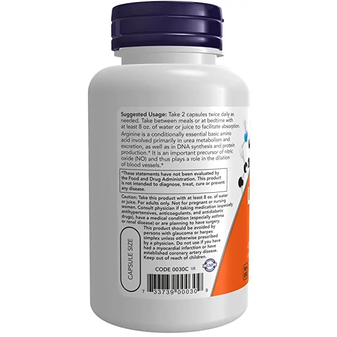 Now Foods L-arginine 500mg - Image 3