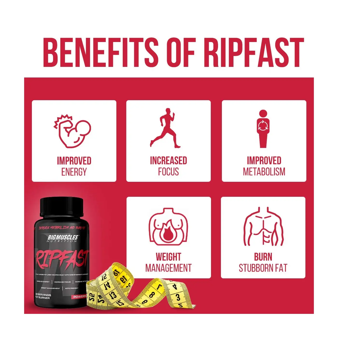 Benefits of Ripfast: Improved Energy, Increased Focus, Improved Metabolism, Weight Management, and Burn Stubborn Fat
