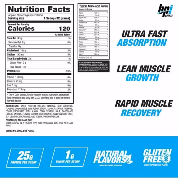 BPI Sports Iso HD (100% Whey Isolate) - product image