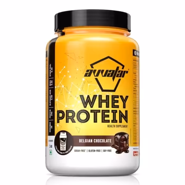Avvatar Belgian Chocolate Whey Protein, 1 kg tub, 24g protein per serving