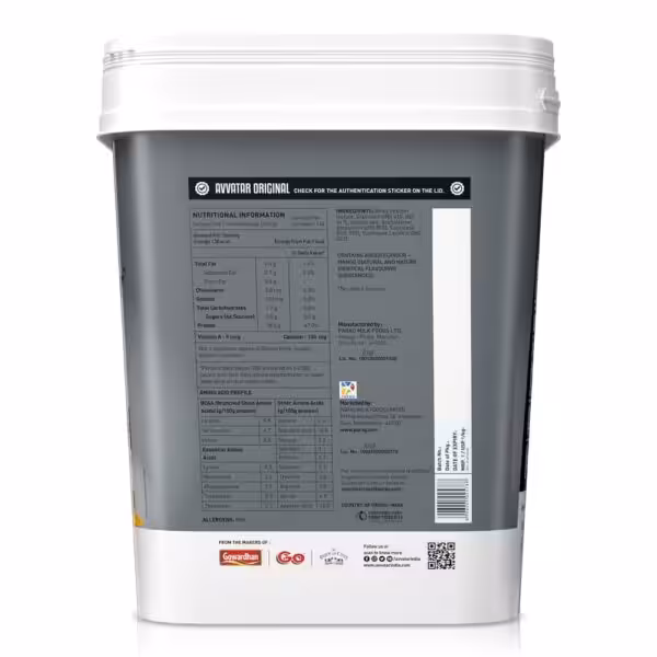 Nutritional facts, ingredients, and amino acid profile for Avvatar Original protein powder