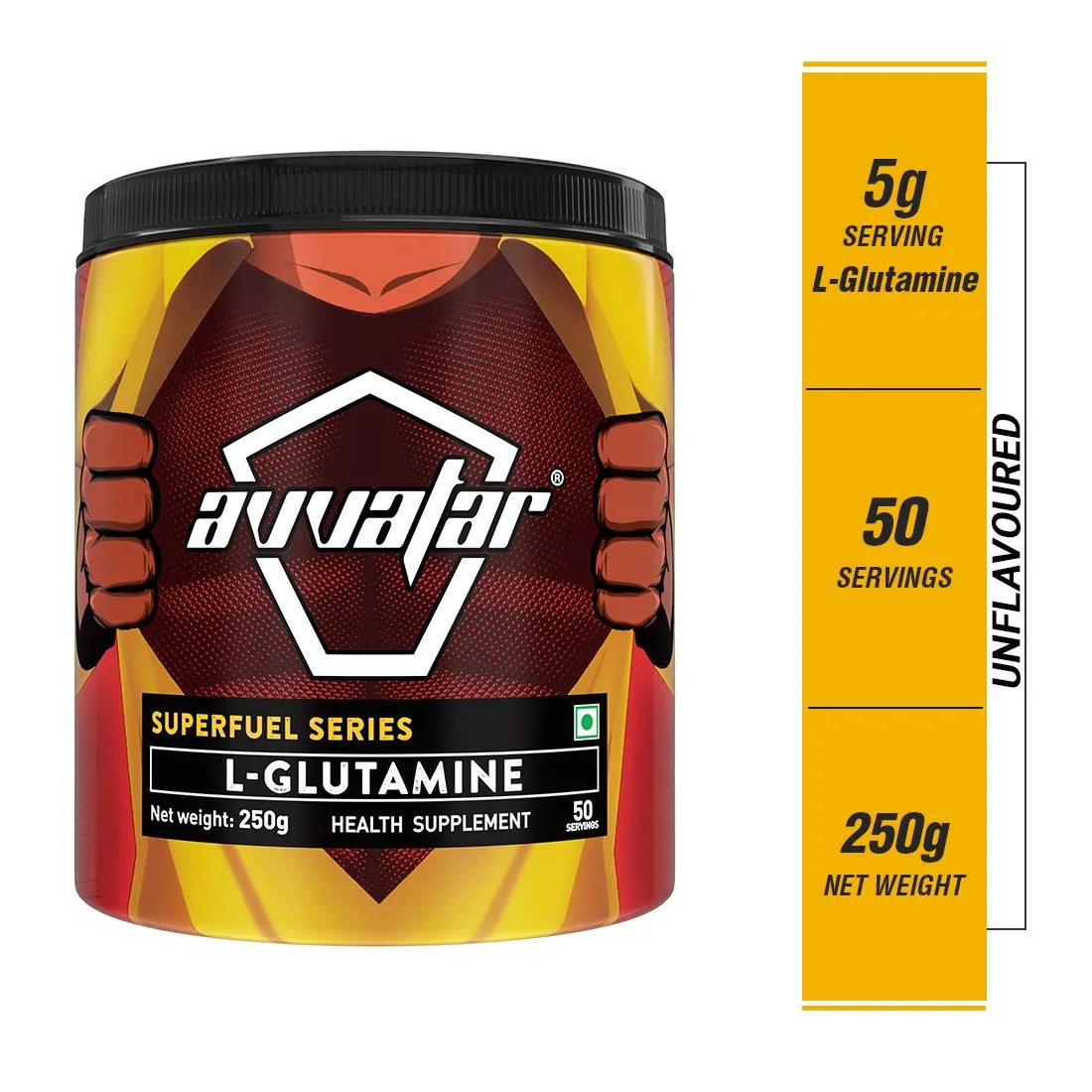 Avvatar L Glutamine, 250G, 50 Servings, Unflavoured - product image
