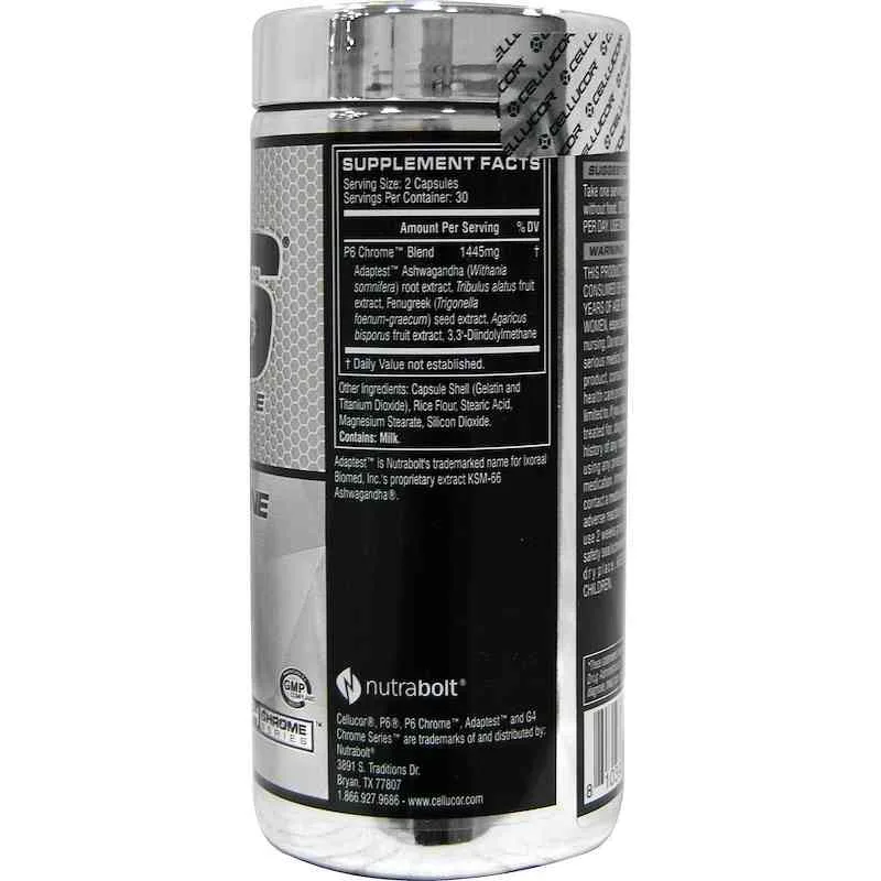 Cellucor P6 Chrome Testosterone Support, 60 capsules, Unflavoured - Image 2