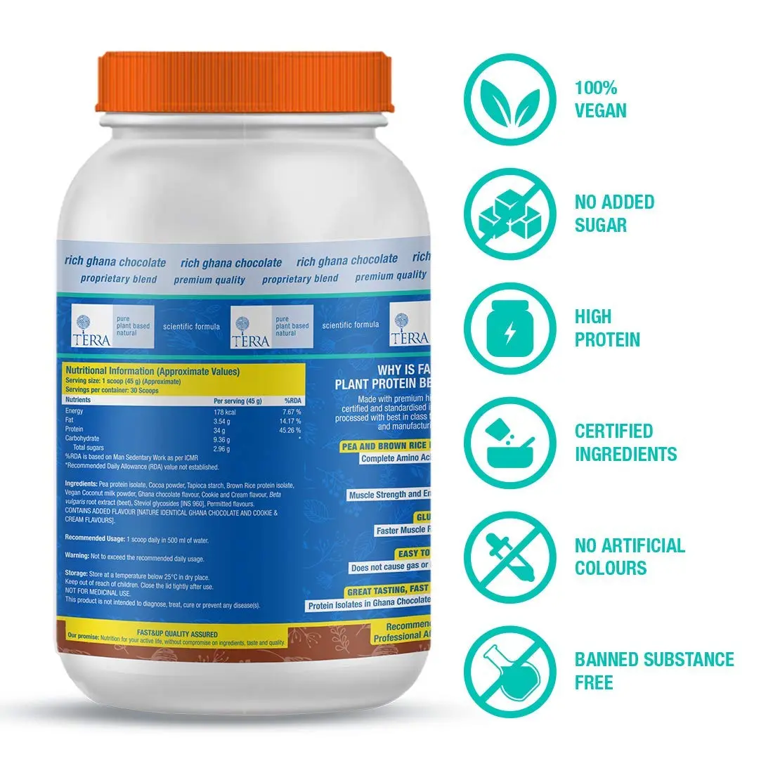 Fast&Up Plant Protein – Plant based Vegan, 30 Servings - Image 2