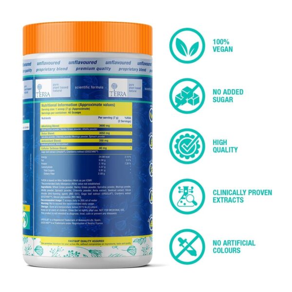 Fast&Up Active Greens - Plant Based Superfood, 40 Servings, Unflavoured