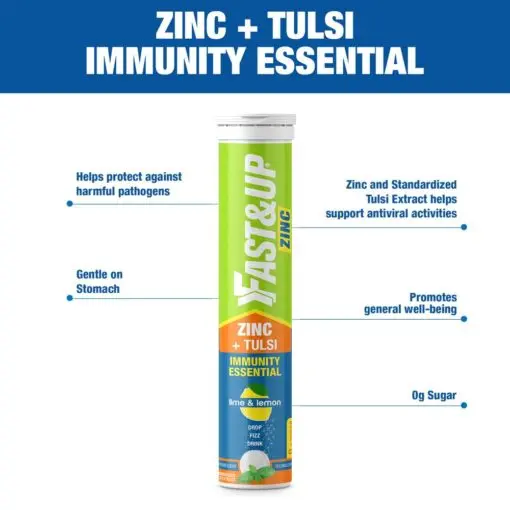 Fast & Up Zinc with Tulsi Extract, 30 Tablets, Lime & Lemon - Image 2