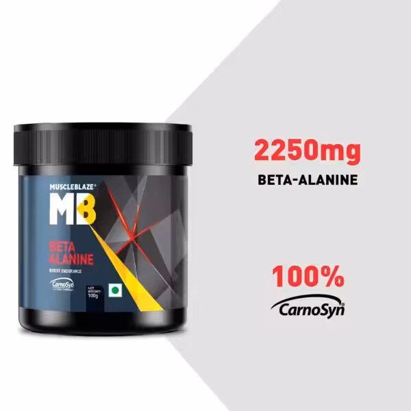 MuscleBlaze Beta Alanine supplement with 2250mg Beta-Alanine and 100% CarnoSyn