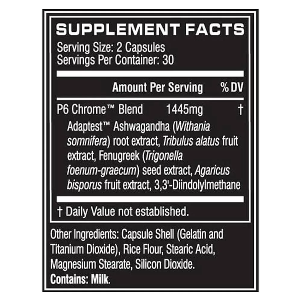 Cellucor P6 Chrome Testosterone Support, 60 capsules, Unflavoured - Image 3