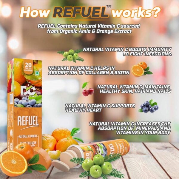 Doctor's Choice Refuel Natural Vitamin C & Zinc , 20 Tablets, Orange
