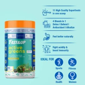 Fast&Up Active Greens - Plant Based Superfood, 40 Servings, Unflavoured