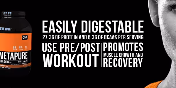 QNT Metapure Zero Carb: 27.3g protein and 6.3g BCAAs per serving. Easily digestible, use pre/post workout for muscle growth