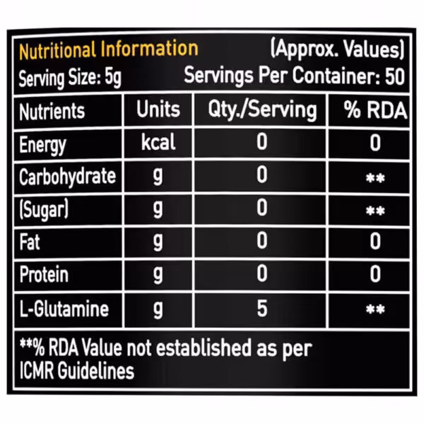 Avvatar L Glutamine, 250G, 50 Servings, Unflavoured - product image
