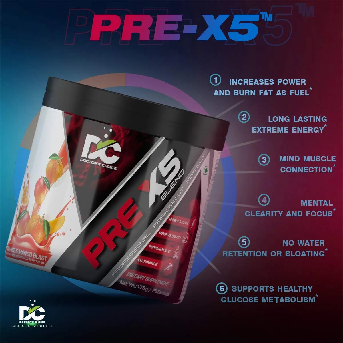 Doctor’s Choice PRE-X5 Blend Professional Pre-Workout Formula - Image 5