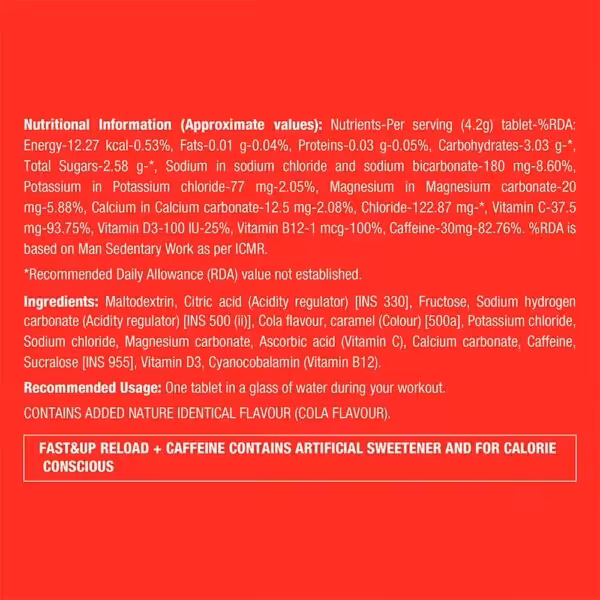 Fast&Up Reload + Caffeine, 20 Tablets, Cola - product image