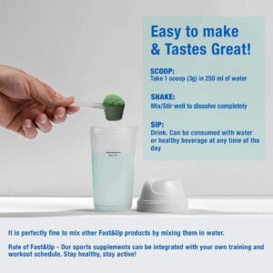 Fast&Up Organic Spirulina Plus Vegan Superfood, 100 Servings, Unflavoured