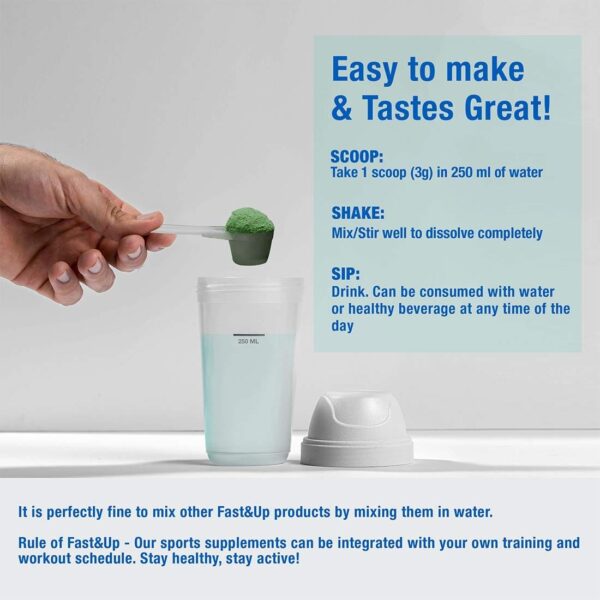 Fast&Up Organic Spirulina Plus Vegan Superfood, 100 Servings, Unflavoured