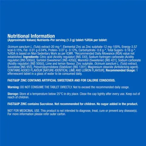 Fast & Up Zinc with Tulsi Extract, 30 Tablets, Lime & Lemon - Image 4