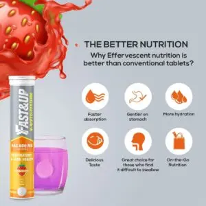 Fast&Up N-Acetylcysteine For Lung Health and Liver Detox, 20 Tablets, Strawberry