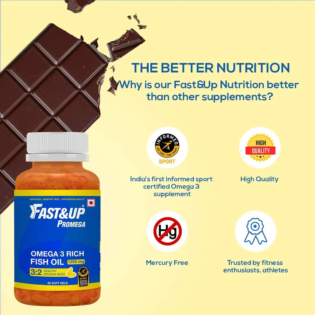 Fast&Up Promega – 60 Softgels, Omega 3 – Chocolate - product image