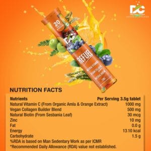 Doctor's Choice Refuel Natural Vitamin C & Zinc , 20 Tablets, Orange