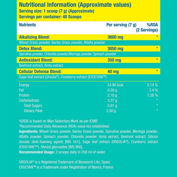 Fast&Up Active Greens - Plant Based Superfood, 40 Servings, Unflavoured