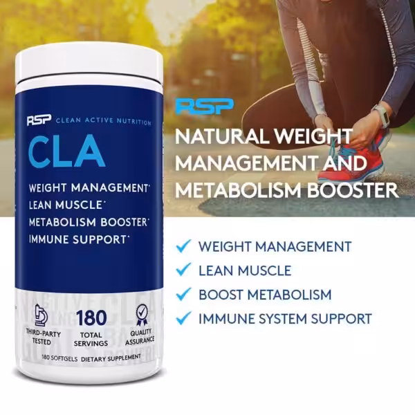 RSP CLA Natural Weight Management and Metabolism Booster. Supports lean muscle and immune system. 180 softgels