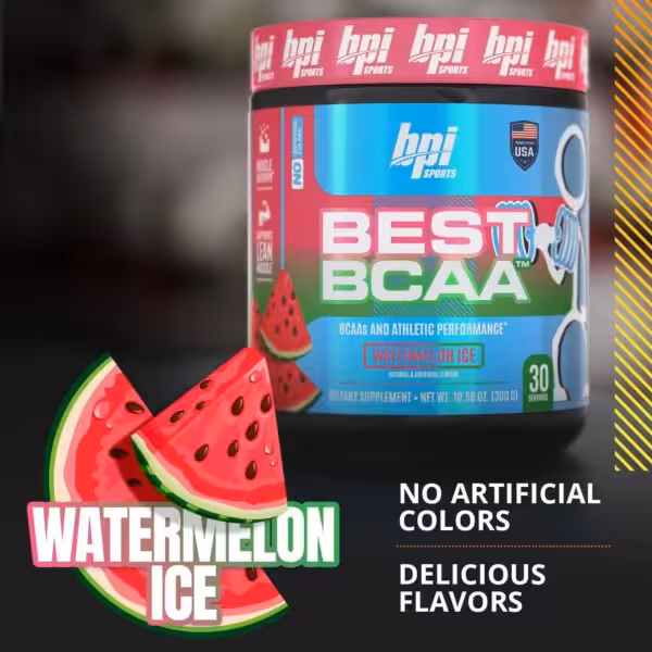 BPI Sports Best BCAA in Watermelon Ice flavor, 30 servings, no artificial colors