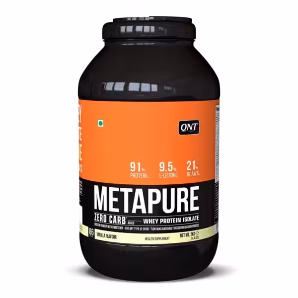 QNT Metapure Zero Carb Whey Protein Isolate, Vanilla flavor, 2kg tub