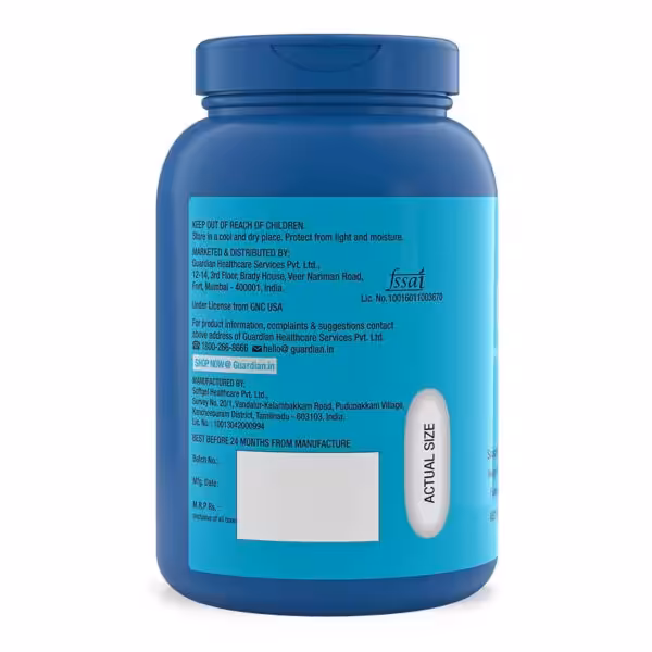 Back label of a supplement bottle with manufacturing, distribution, storage instructions, and contact information