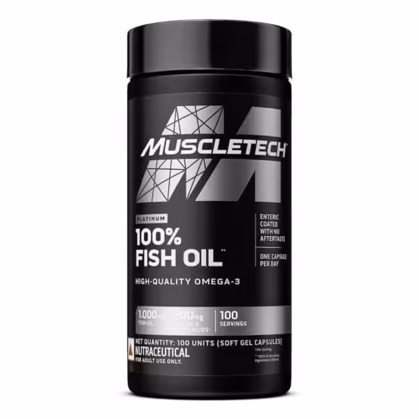 MuscleTech Platinum 100% Fish Oil, 1000mg, 100 soft gel capsules