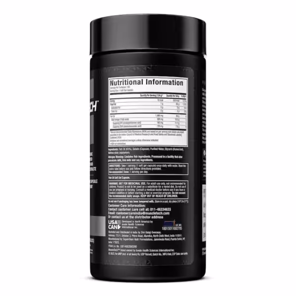 Nutritional facts: 100 servings of 1 softgel. Per serving: 1000mg fish oil, 300mg omega-3 (180mg EPA, 120mg DHA)