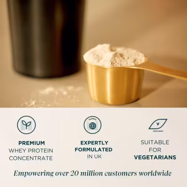 Premium whey protein concentrate, formulated in UK, suitable for vegetarians. Empowering over 20 million customers worldwide