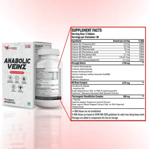 Transformium Nutrition Anabolic Veinz | Nitric Oxide Booster - Image 3